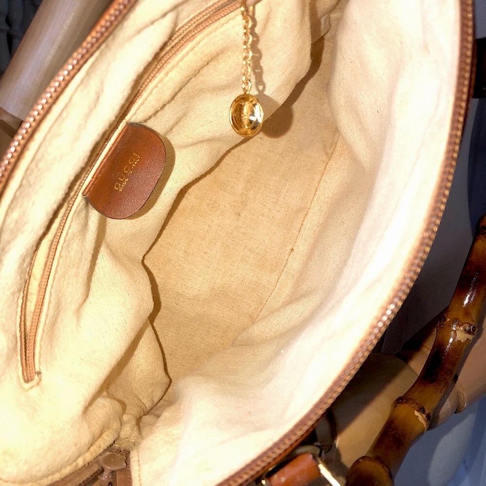 GUCCI Bamboo Handle Burned Orange Leather Dome Shaped Top Zipper Crossbody Bag - Picture 11 of 16